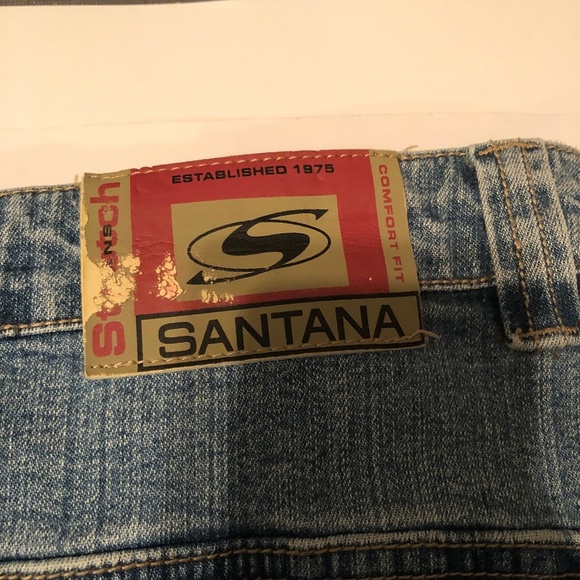 Retro Santana Y2K 6 pocket jean skirt, size 13 /34, slit in front - Picture 10 of 11
